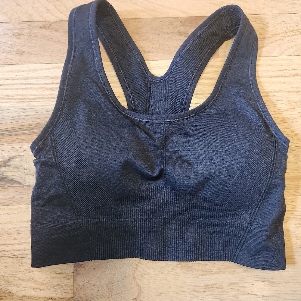 All in Motion Seamless Medium Support Racerback Sports Bra Black Medium